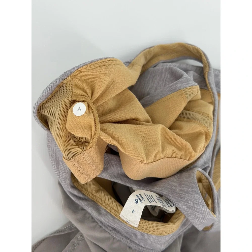 Lululemon Grey Taupe Racerback Tank Top with Built-in Shelf Bra Size 4
